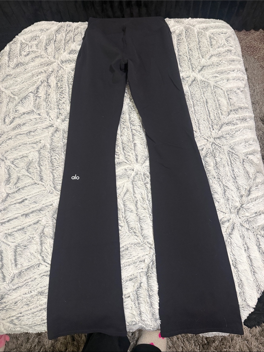 ALO Yoga Black Flare Leggings with Small Logo